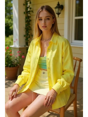 Kadın Uzun Kollu Oversize Gömlek