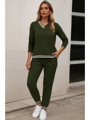 Kadın Uzun Kollu Ribana Detay Viskon Iki Iplik Ikili Takım