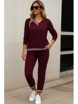 Kadın Uzun Kollu Ribana Detay Viskon Iki Iplik Ikili Takım