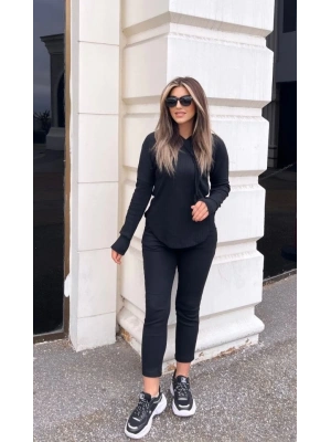 Kadın Uzun Kollu şardonlu Kaşkorse Kapşonlu Ikili Takım