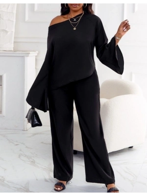 Kadın Uzun Kollu Tek Omuz Açık Ispanyol Kol Salaş Sandy Ikili Takım