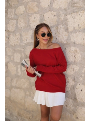 Kadın Uzun Kollu Tek Omuzu Açık Akrilik Bluz