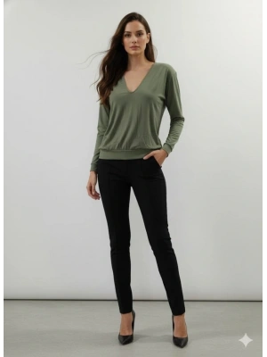 Kadın Uzun Kollu V Yaka Bluz