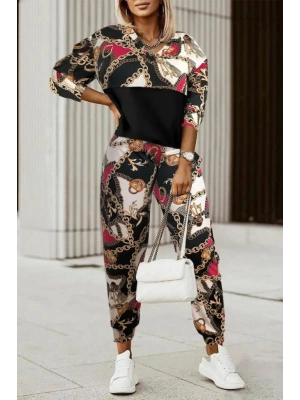 Kadın Uzun Kollu V Yaka Göğüs Altı Kadife Detay Mikro Ikili Takım