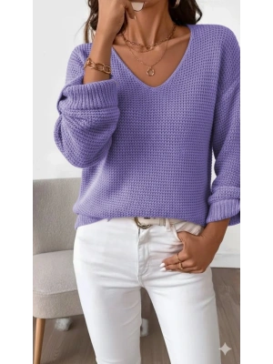 Kadın Uzun Kollu V Yakalı Düğmeli Triko Bluz