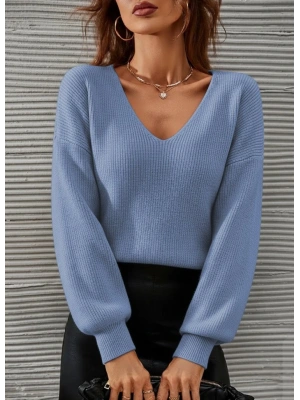 Kadın Uzun Kollu V Yakalı Triko Bluz