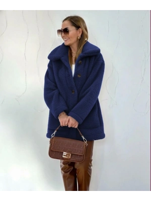 Kadın Uzun Kollu Yakalı önden Düğmeli Welsoft Kaban