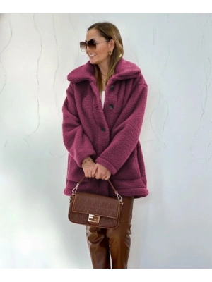 Kadın Uzun Kollu Yakalı önden Düğmeli Welsoft Kaban