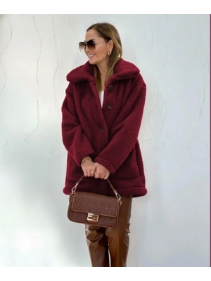 Kadın Uzun Kollu Yakalı önden Düğmeli Welsoft Kaban