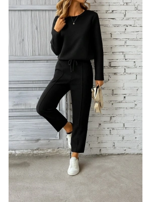 Kadın Uzun Kollu Yanları Nervurlu Viskon Iki Iplik Ve Pantolon Ikili Takım