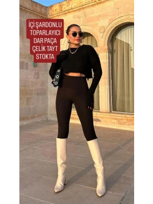 Kadın Uzun Yüksek Bel şardonlu Toparlayıcı Tayt