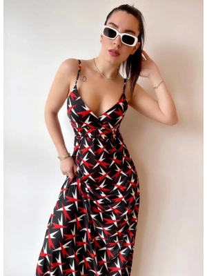 Kadın V Yaka Göğüs Ve Sırt Dekolteli Fırsat ürün Maxi Moy Elbise