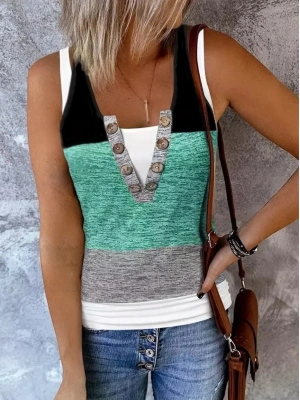 Kadın V Yakalı önden Düğmeli Viskon Bluz