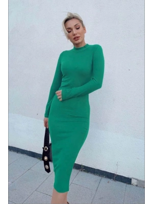 Kadın Yarım Balıkçı Yaka üet Kumaş Fırsat ürün Midi Boy Elbise