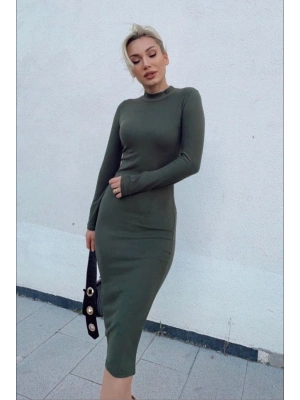 Kadın Yarım Balıkçı Yaka üet Kumaş Fırsat ürün Midi Boy Elbise