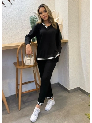 Kadın Yeni ezon Uzun Kollu Ribana Detay Ikili Takım