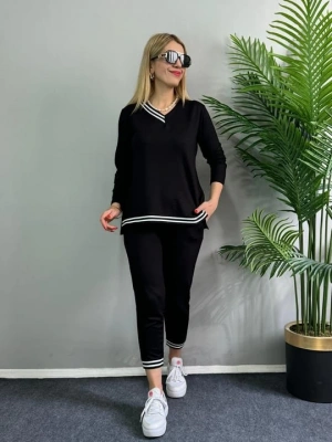 Kadın Yeni ezon Uzun Kollu Ribana Detay Ikili Takım