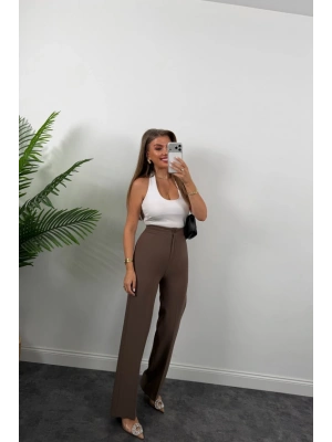 Kadın Yüksek Bel Atlas Kumaş Palazzo Pantolon