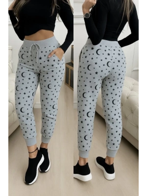 Kadın Yüksek Bel Bağcıklı Desenli Iki Iplik Pantolon