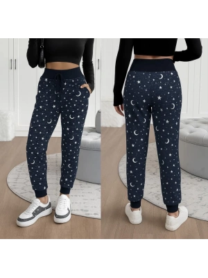 Kadın Yüksek Bel Bağcıklı Desenli Iki Iplik Pantolon