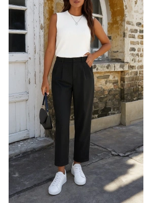 Kadın Yüksek Bel Cepli Atlas Pantolon