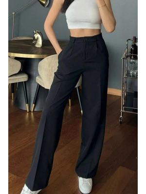 Kadın Yüksek Bel Cepli Ithal Krep Pantolon