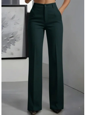 Kadın Yüksek Bel Cepli Ithal Krep Pantolon