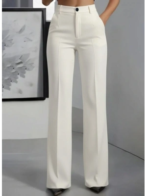 Kadın Yüksek Bel Cepli Ithal Krep Pantolon