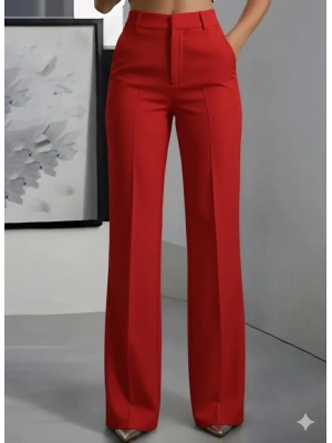 Kadın Yüksek Bel Cepli Ithal Krep Pantolon