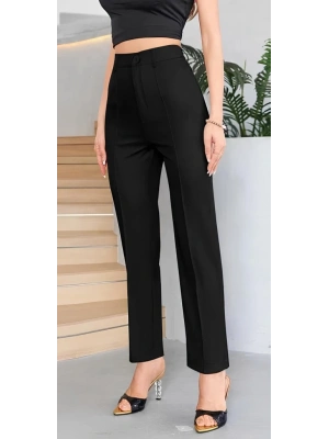 Kadın Yüksek Bel Cepli önden çimalı Dokuma çanta Pantolon