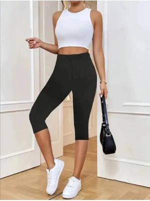 Kadın Yüksek Bel Dalgıç Midi Tayt
