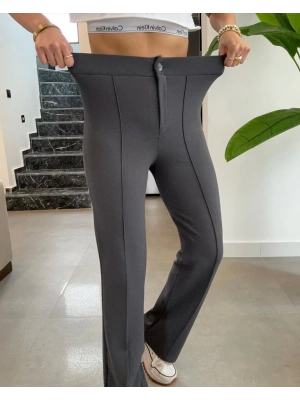 Kadın Yüksek Bel Full Likralı Krep Kumaş Pantolon