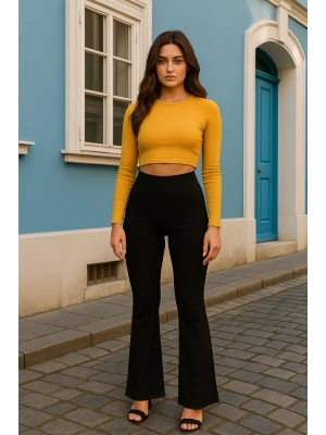 Kadın Yüksek Bel Ispanyol Paça Dalgıç Tayt