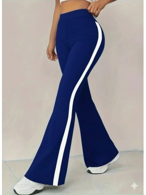 Kadın Yüksek Bel İspanyol Paçalı Yanlardan şerit Detaylı Dalgıç Tayt Pantolon