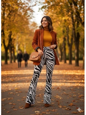 Kadın Yüksek Bel Krep Kumaş Bol Paça Pantolon