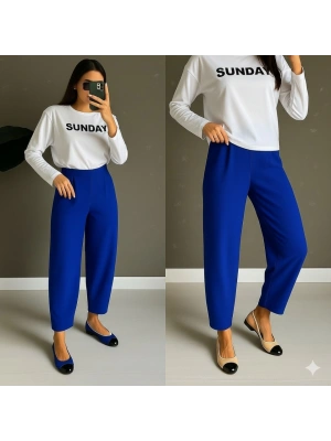 Kadın Yüksek Bel Krep Pantolon