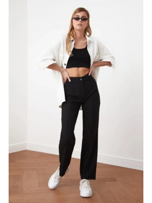 Kadın Yüksek Bel Nervurlu Ithal Krep Pantolon