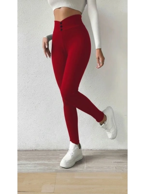 Kadın Yüksek Bel önden Düğmeli Dalgıç Tayt