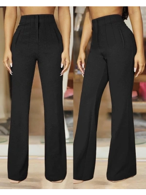 Kadın Yüksek Bel Paçaya Doğru Genişleyen Ithal Krep Pantolon