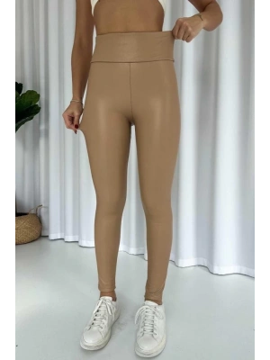 Kadın Yüksek Bel Toparlayacı Içi şardonlu Tam Kalıp Deri Tayt