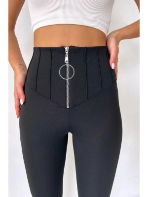 Kadın Yüksek Bel Toparlayıcı Korse Detay Dalgıç Kumaş Tayt