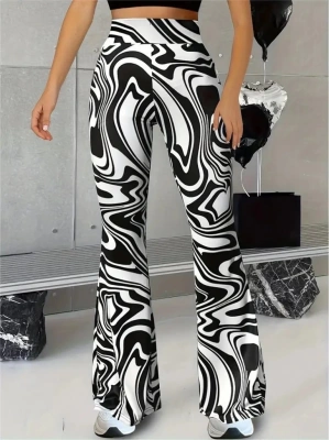 Kadın Yüksek Bel Zebra Desenli Tayt