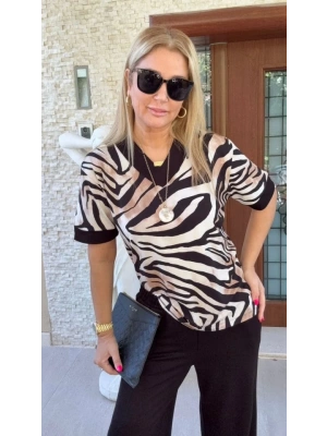 Kadın Zebra Desenli Ikili Takım