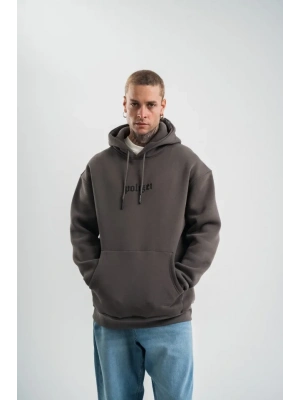 Kapşonlu Double Oversize Dijital Patchli weathirt  Füme