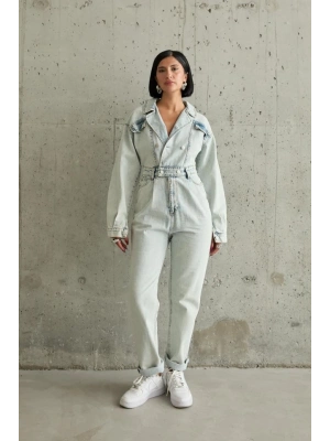 Kar Yıkama Blue Denim Tulum