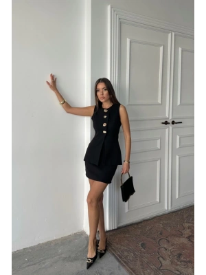 KASİK GOD DÜĞMEİ YEEK  KISA ETEK TAKIM  Siyah