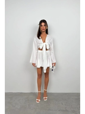 Kayık Yaka Uzun Kol Crop