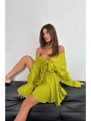 Kayık Yaka Uzun Kol Crop