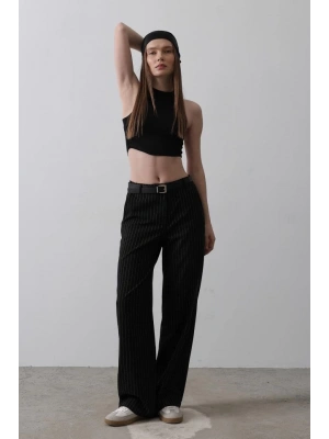 Kemerli Palazzo Pantolon  SiyahBeyaz