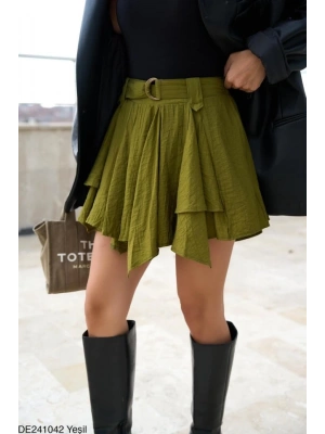 Kemerli Şort Etek  Yeşil